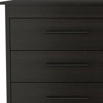 59" Black Wood Six Drawer Double Dresser