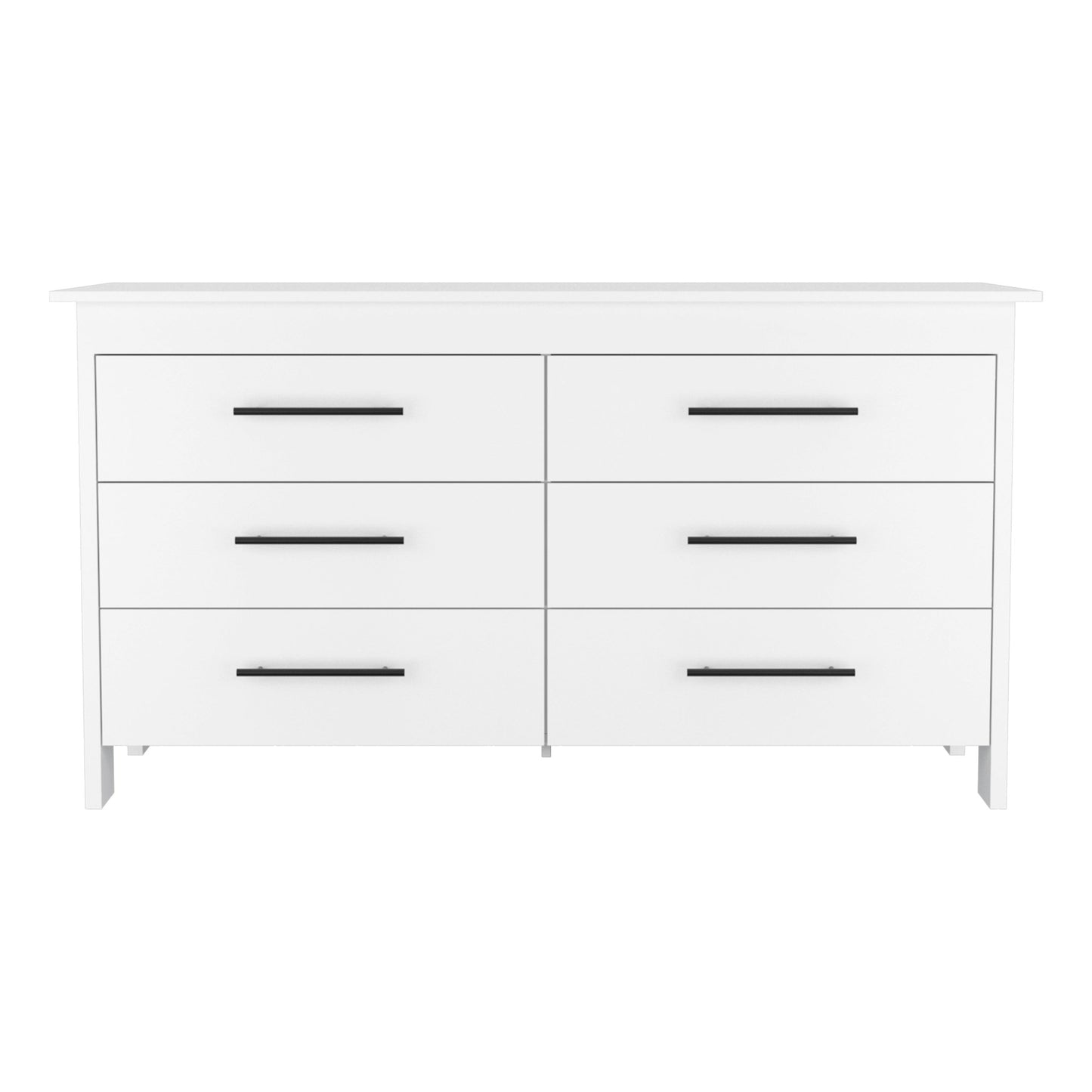 59" White Six Drawer Double Dresser