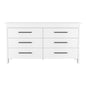 59" White Wood Six Drawer Double Dresser