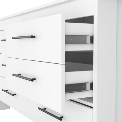 59" White Wood Six Drawer Double Dresser