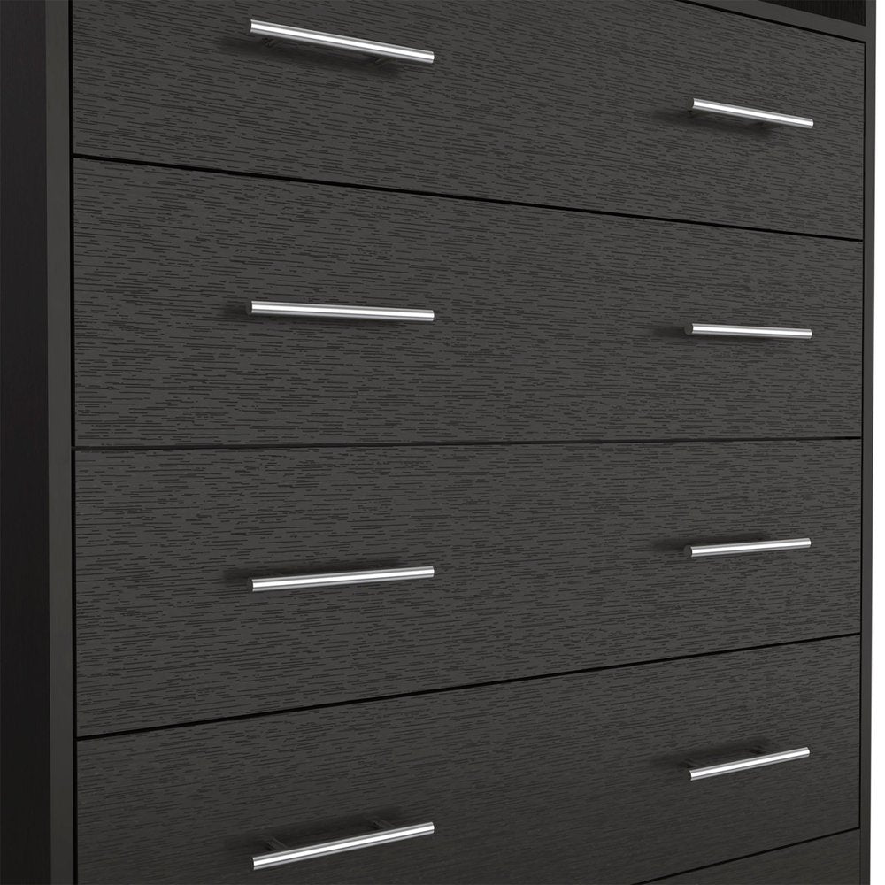 33" Black Wood Four Drawer Dresser