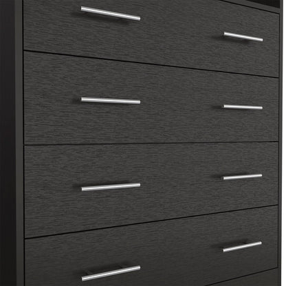 33" Black Wood Four Drawer Dresser