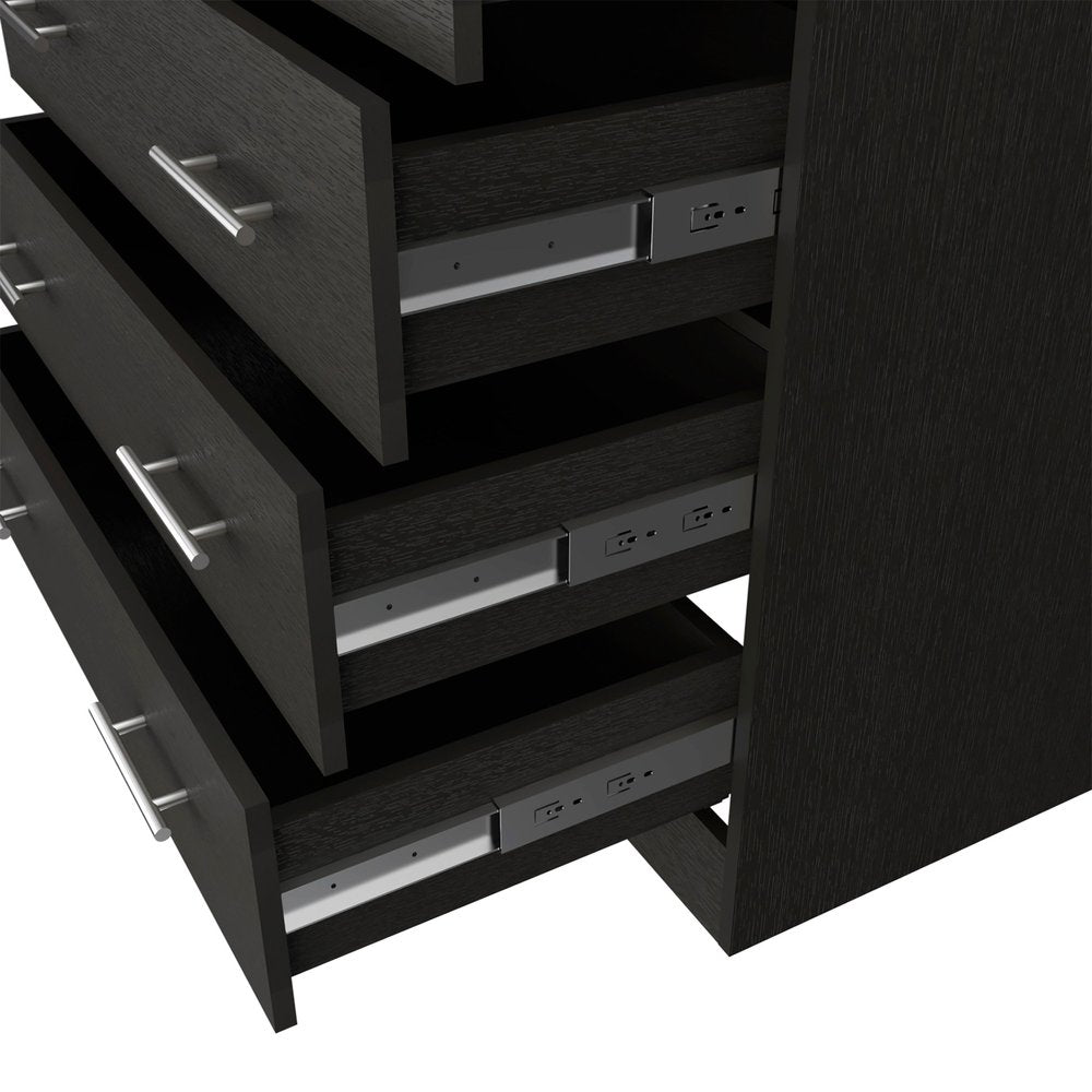 33" Black Wood Four Drawer Dresser