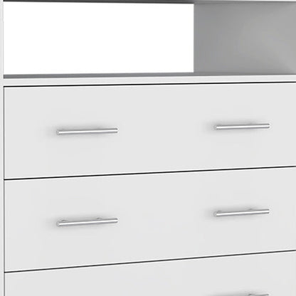 33" White Four Drawer Standard Chest With Open Shelf