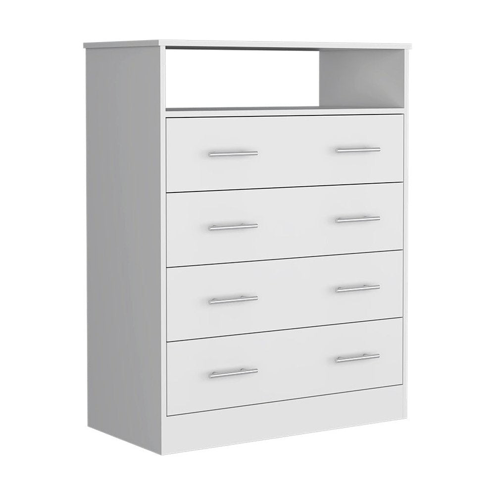 33" White Wood Four Drawer Dresser