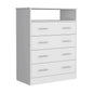 33" White Wood Four Drawer Dresser