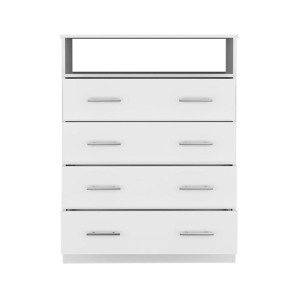 33" White Wood Four Drawer Dresser