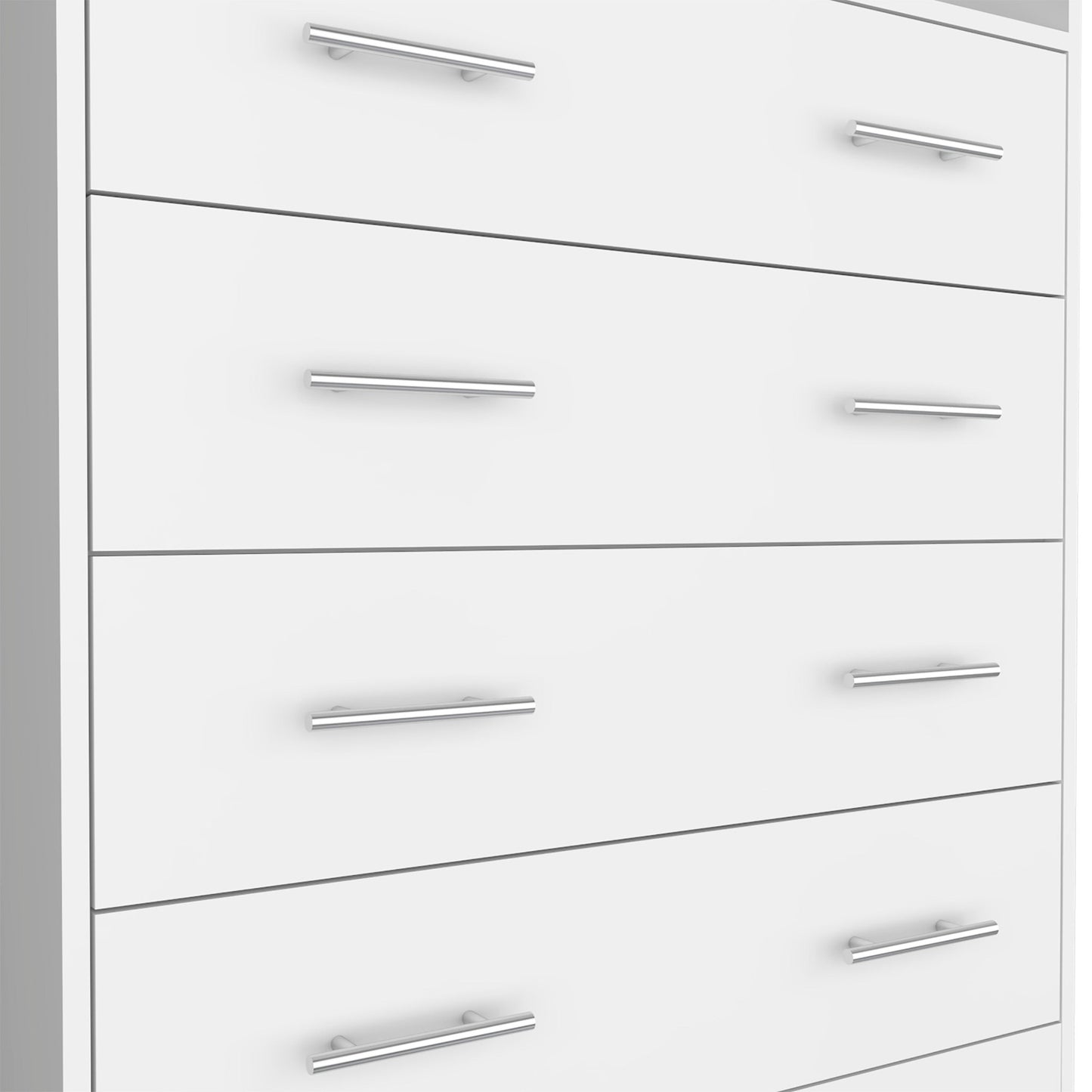 33" White Four Drawer Standard Chest With Open Shelf