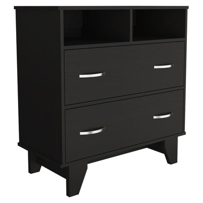 32" Black Wood Two Drawer Dresser