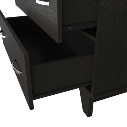 32" Black Wood Two Drawer Dresser