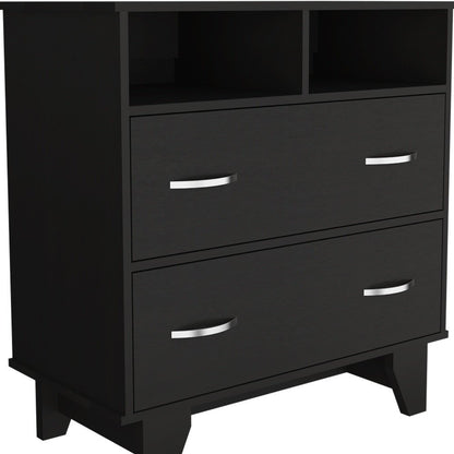 32" Black Wood Two Drawer Dresser