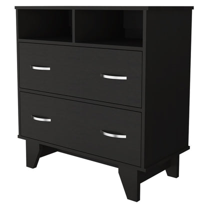 32" Black Wood Two Drawer Dresser
