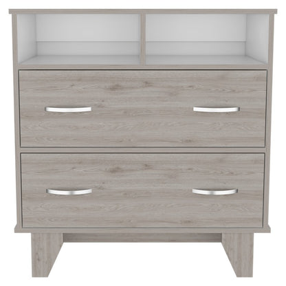 32" Light Gray Wood Two Drawer Dresser