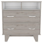 32" Light Gray Wood Two Drawer Dresser