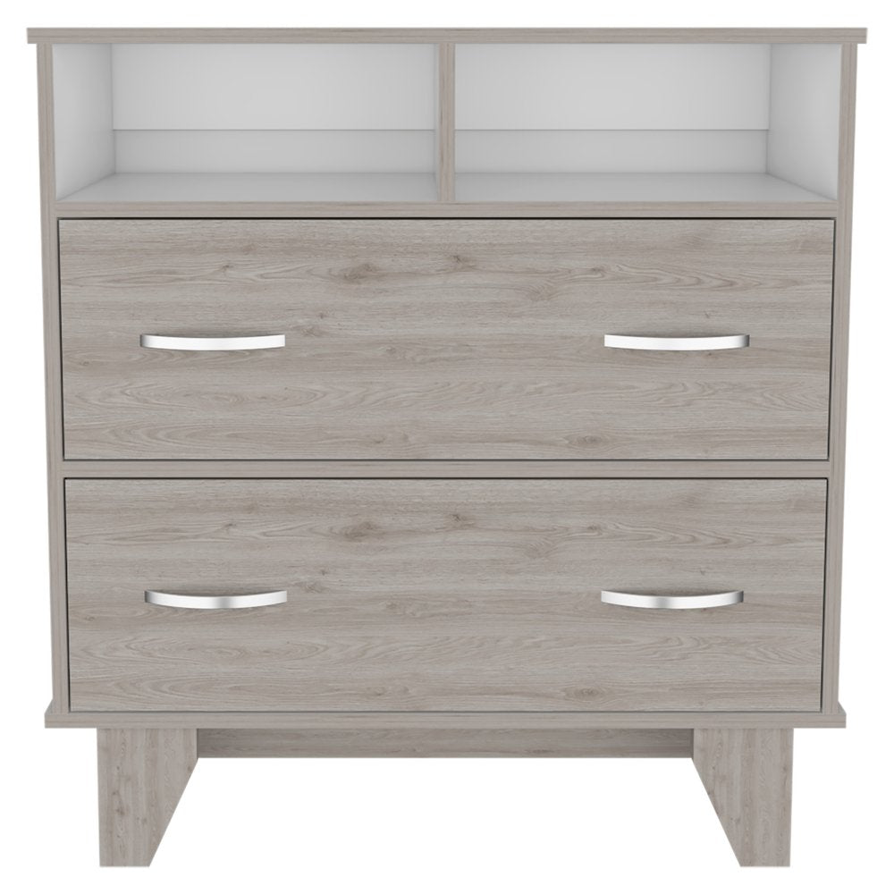 32" Light Gray Wood Two Drawer Dresser