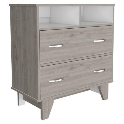 32" Light Gray Wood Two Drawer Dresser