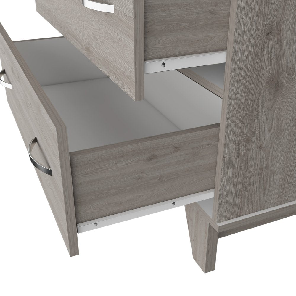 32" Light Gray Wood Two Drawer Dresser