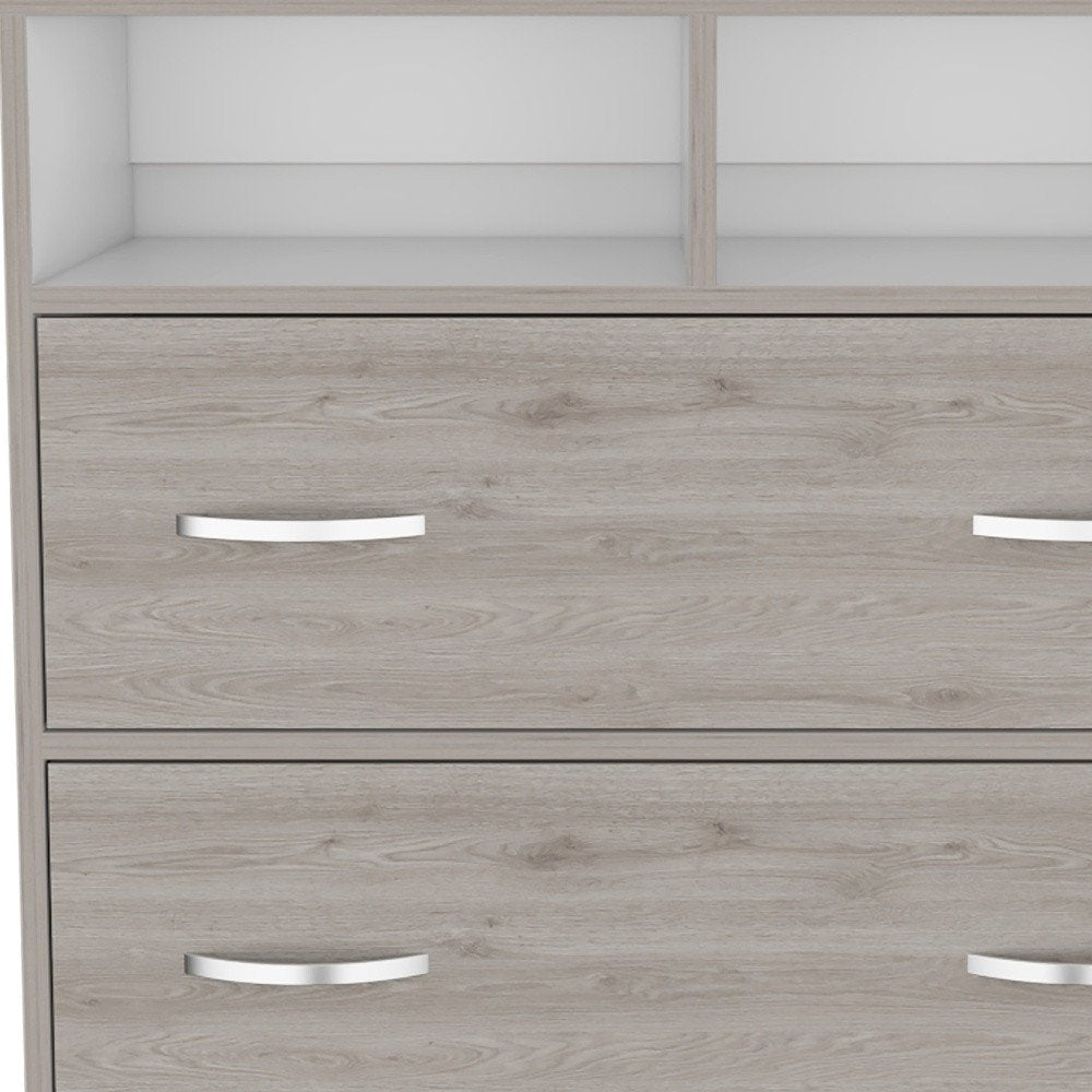 32" Light Gray Wood Two Drawer Dresser