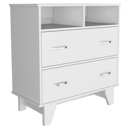 32" White Wood Two Drawer Dresser