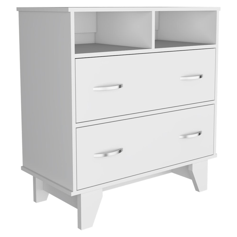 32" White Wood Two Drawer Dresser