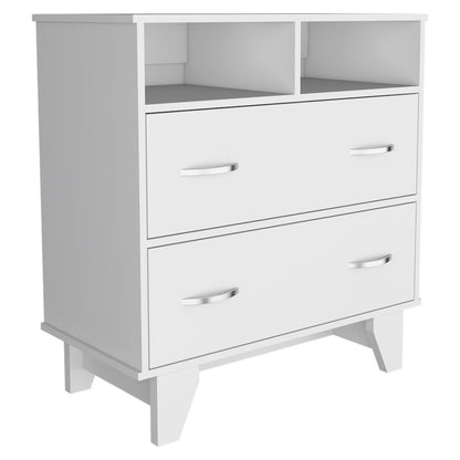 32" White Wood Two Drawer Dresser