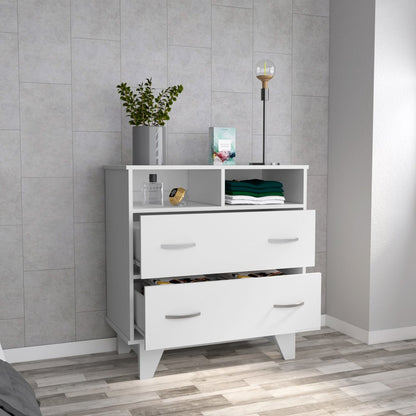 32" White Wood Two Drawer Dresser