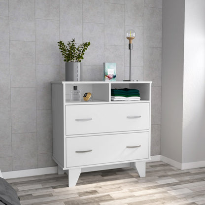 32" White Wood Two Drawer Dresser