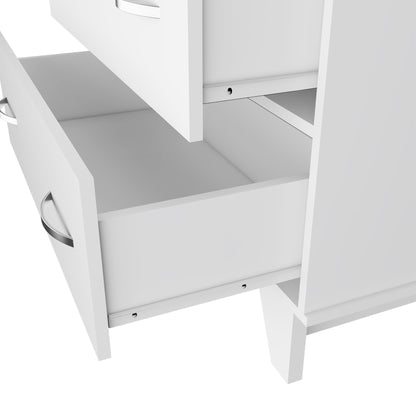 32" White Two Drawer Dresser With Open Shelving