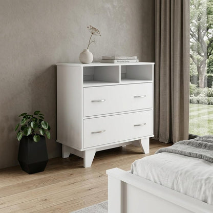 32" White Wood Two Drawer Dresser