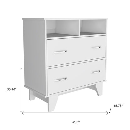 32" White Wood Two Drawer Dresser