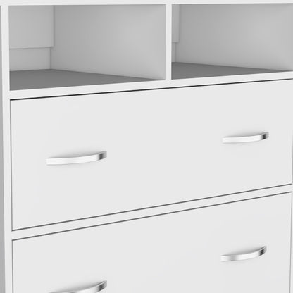 32" White Two Drawer Dresser With Open Shelving