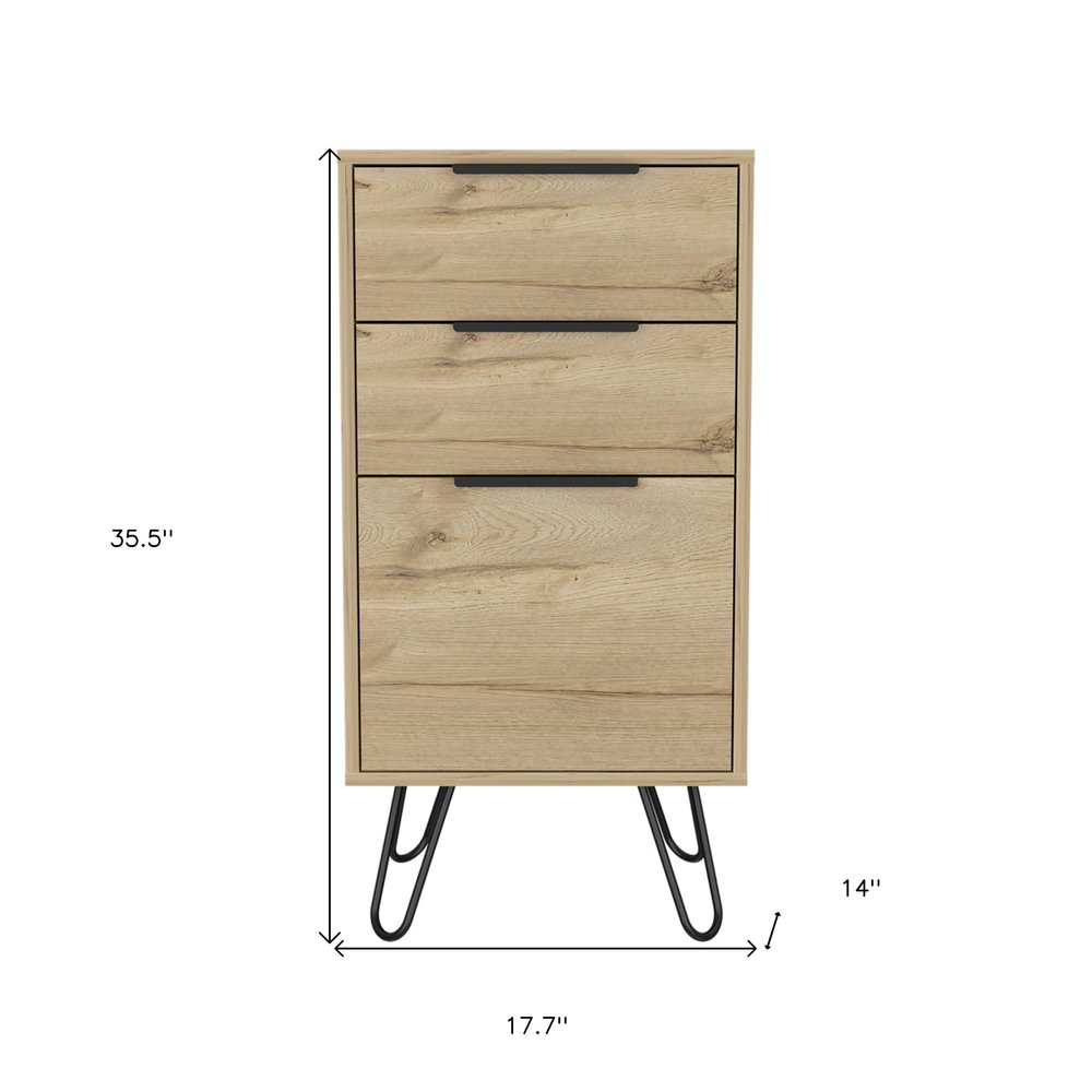 18" Natural Wood Three Drawer Dresser