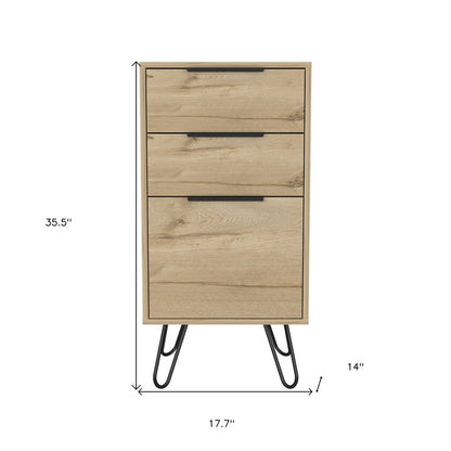 18" Natural Wood Three Drawer Dresser