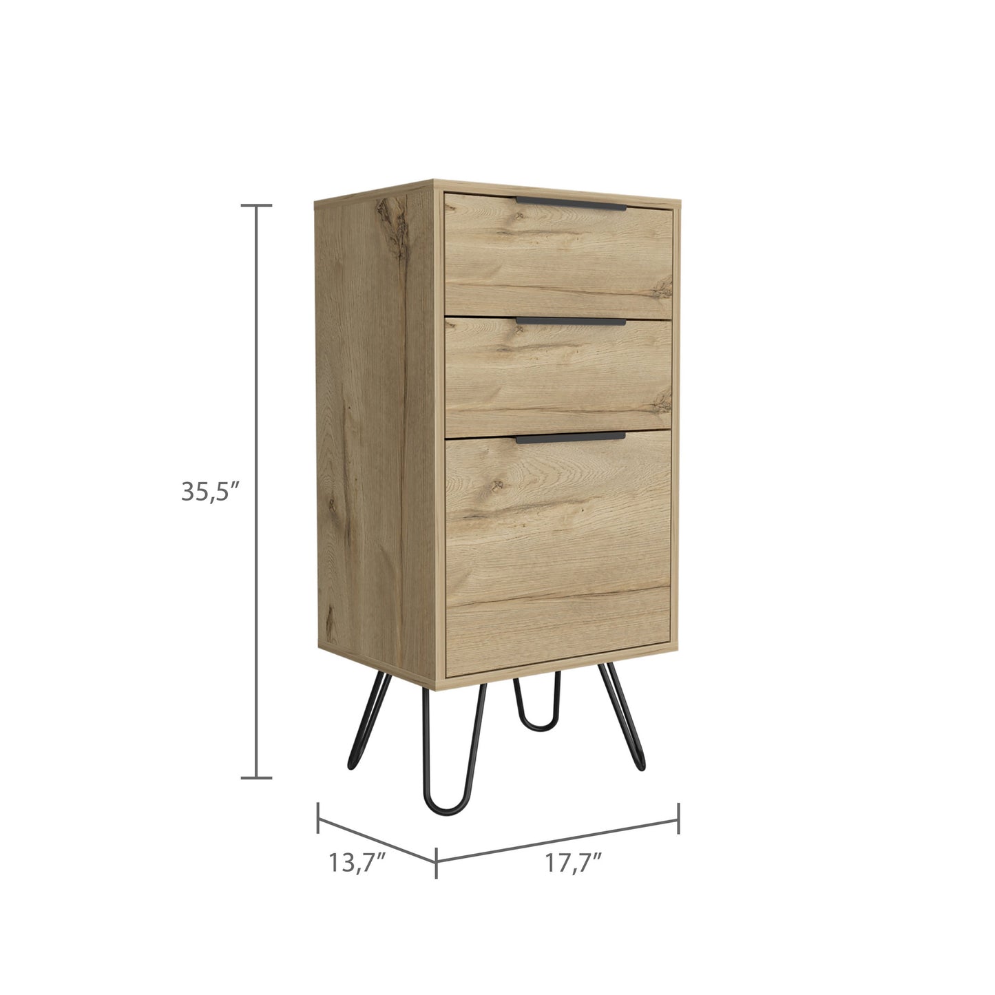 18" Natural Three Drawer Standard Chest