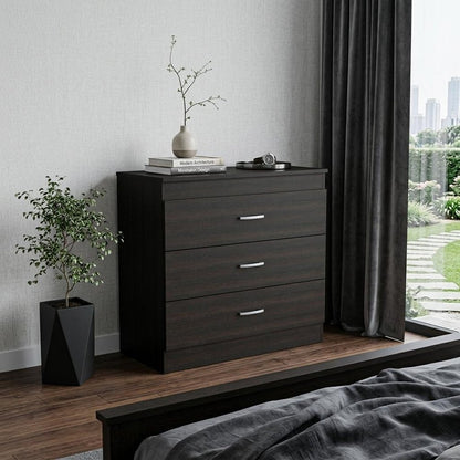 32" Black Three Drawer Dresser