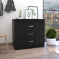 32" Black Three Drawer Dresser