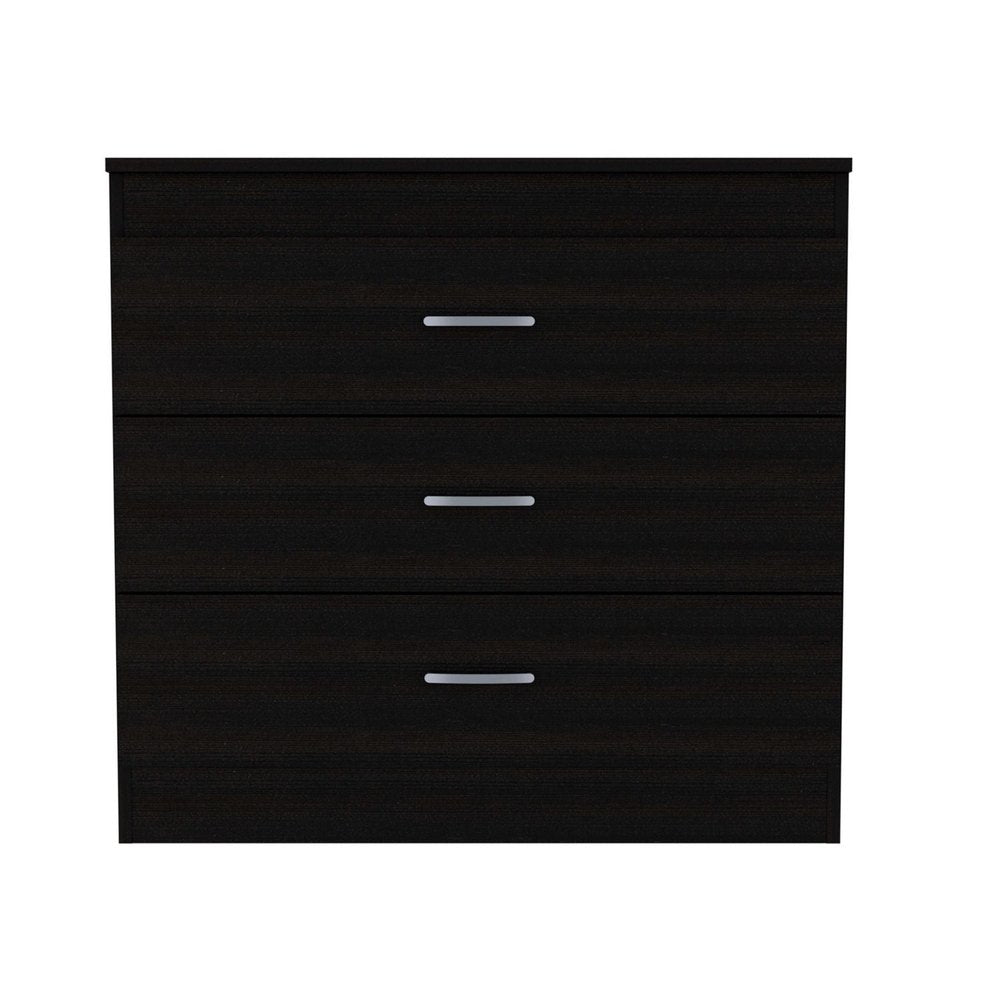32" Black Wood Three Drawer Dresser