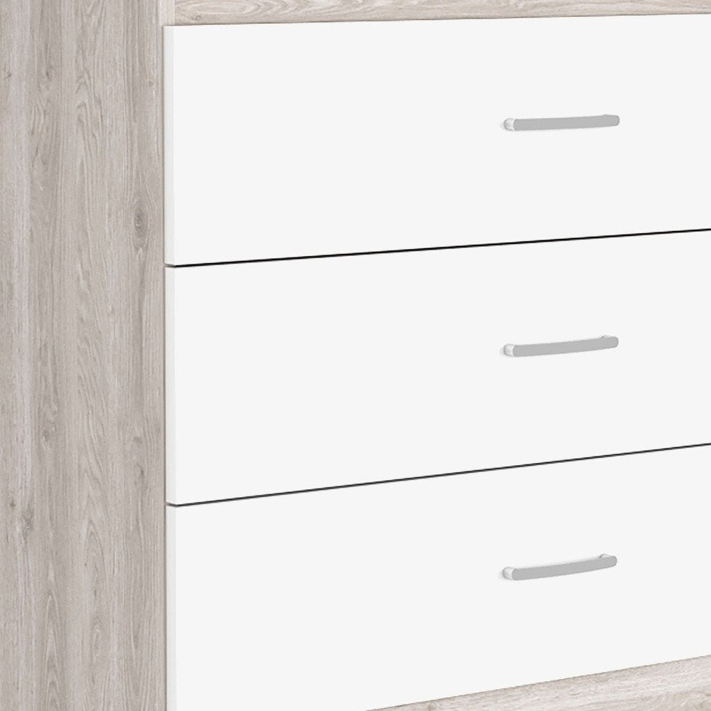 32" Gray And White Wood Three Drawer Dresser