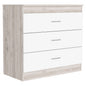 32" White And Gray Wood Three Drawer Dresser