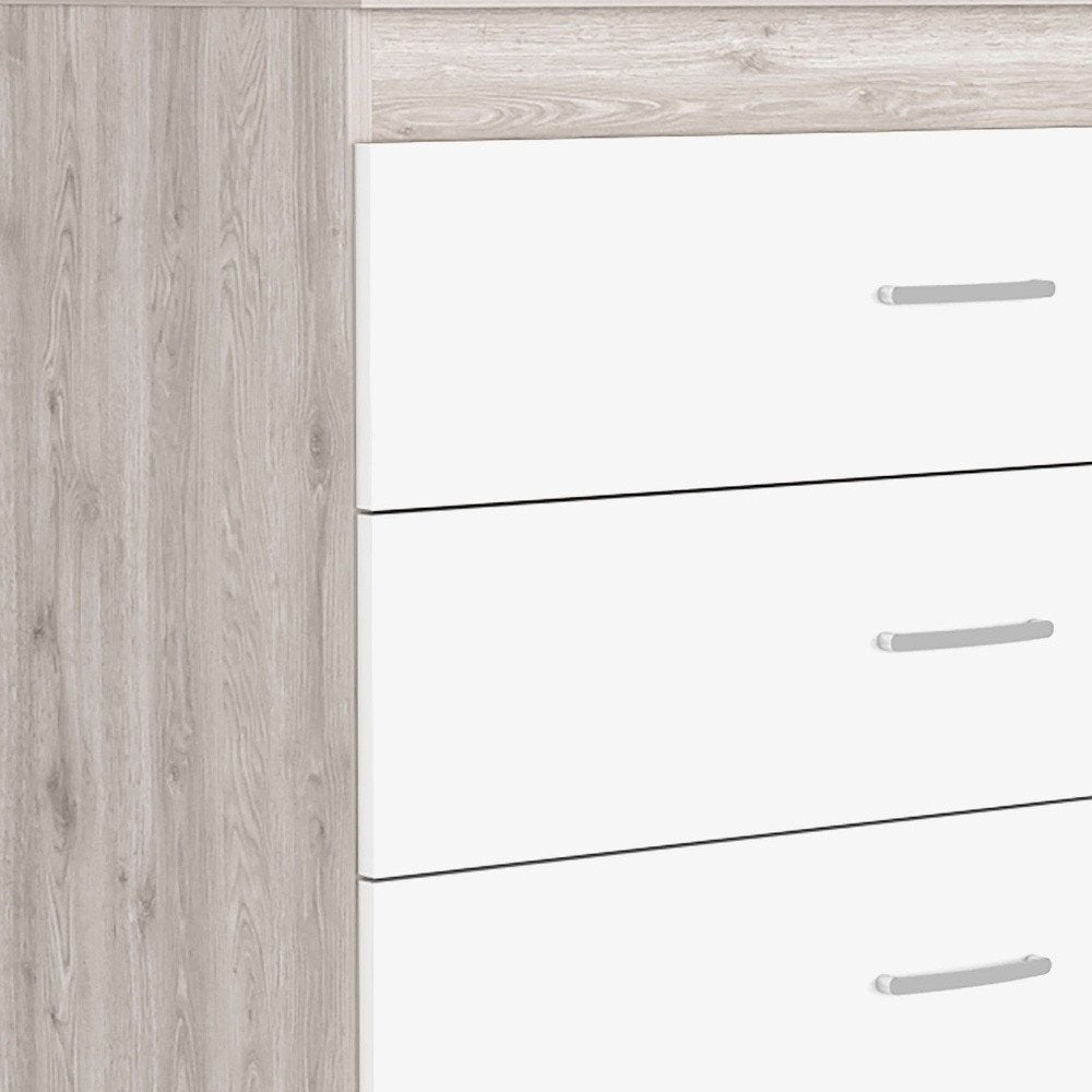32" Gray And White Wood Three Drawer Dresser