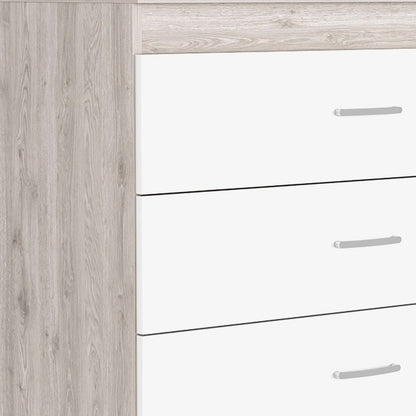 32" White And Gray Wood Three Drawer Dresser