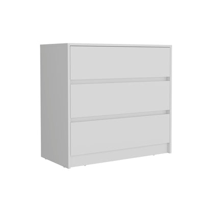 34" White Three Drawer Dresser