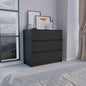 34" Black Wood Three Drawer Dresser