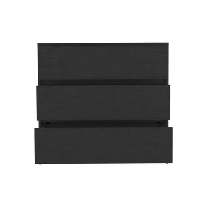 34" Black Wood Three Drawer Dresser