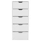 18" White Wood Five Drawer Dresser