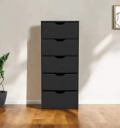 18" Black Five Drawer Standard Chest