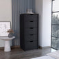 18" Black Wood Five Drawer Dresser