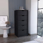 18" Black Wood Five Drawer Dresser