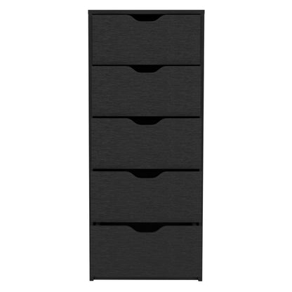 18" Black Five Drawer Standard Chest