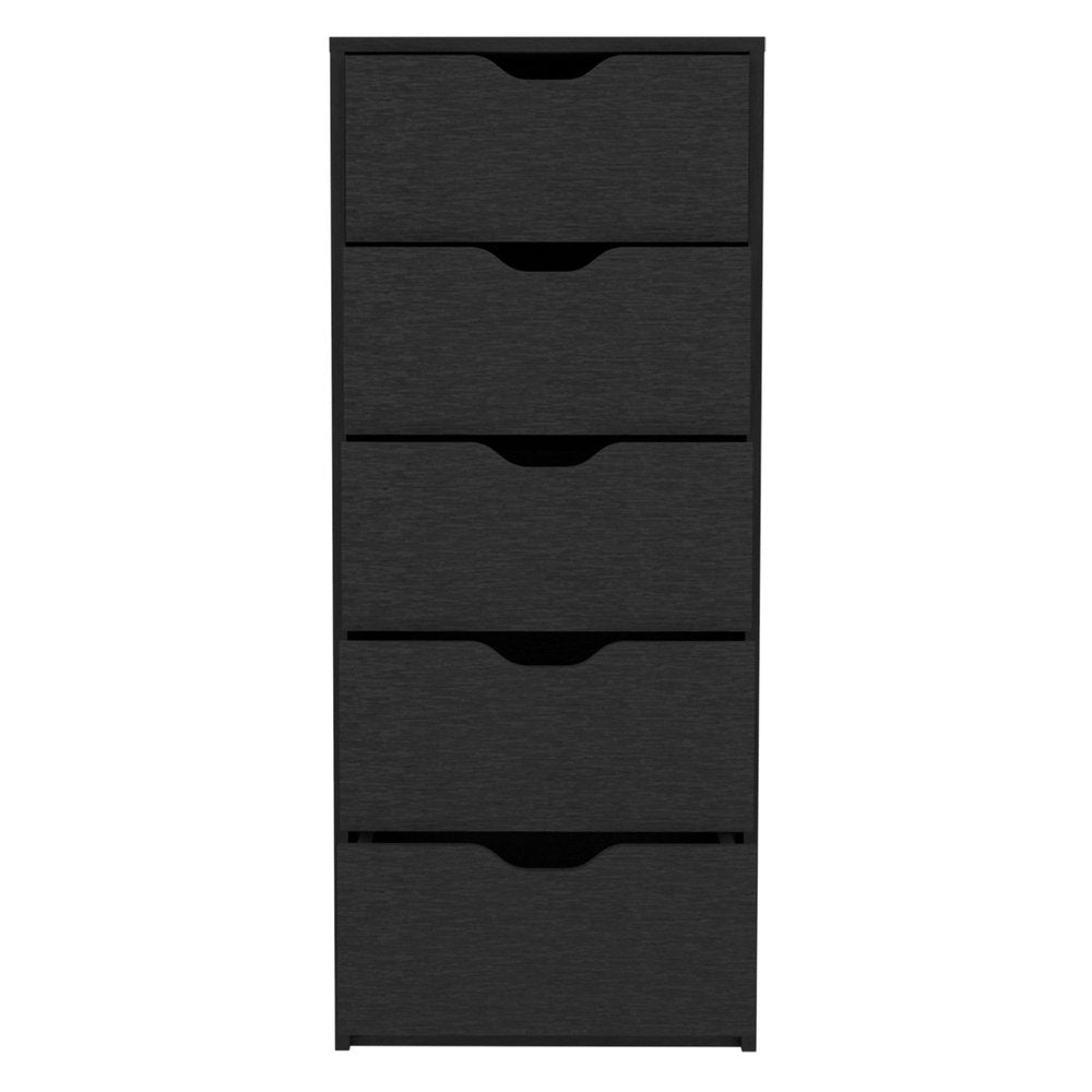 18" Black Five Drawer Standard Chest